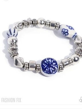 Paparazzi Blue and White Porcelain Accent Stretch BraceletLuxury Travel Fashion